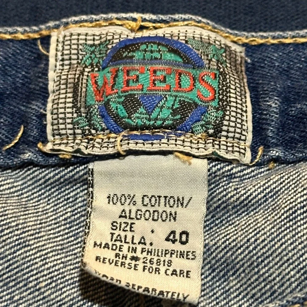 Vintage Weeds Mens Denim Shorts Size 40 Blue Medium Wash Relaxed Fit 100% Cotton